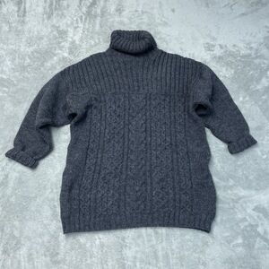 Inis Crafts Women's L Turtleneck Sweater Gray Wool c0352